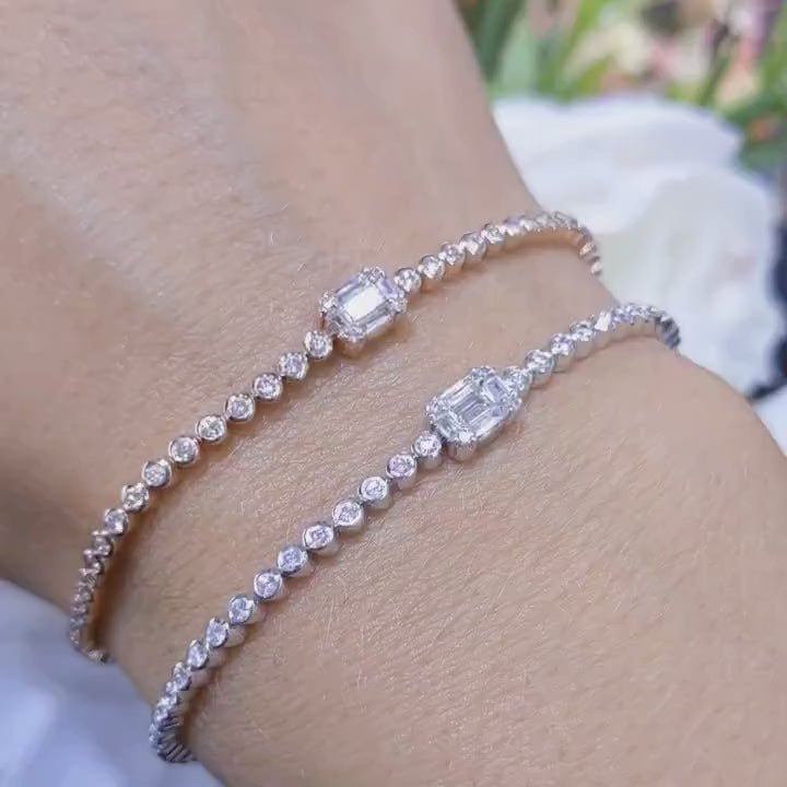 Tennis Bracelet with Rounds and Baguettes diamonds