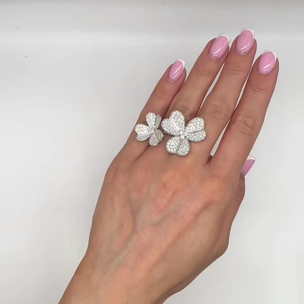 18K White Gold Diamond Flower Ring – 3.26CT Diamonds DR127 GZGJ