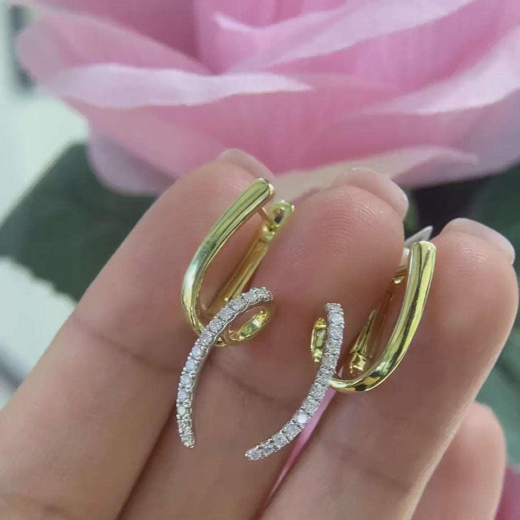 Earrings in 14K Yellow Gold 0.31ct in Diamonds.