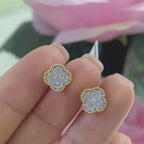14K Yellow Gold Claver Style 0.39ct Diamonds Earrings.  DCE146021 ATJ