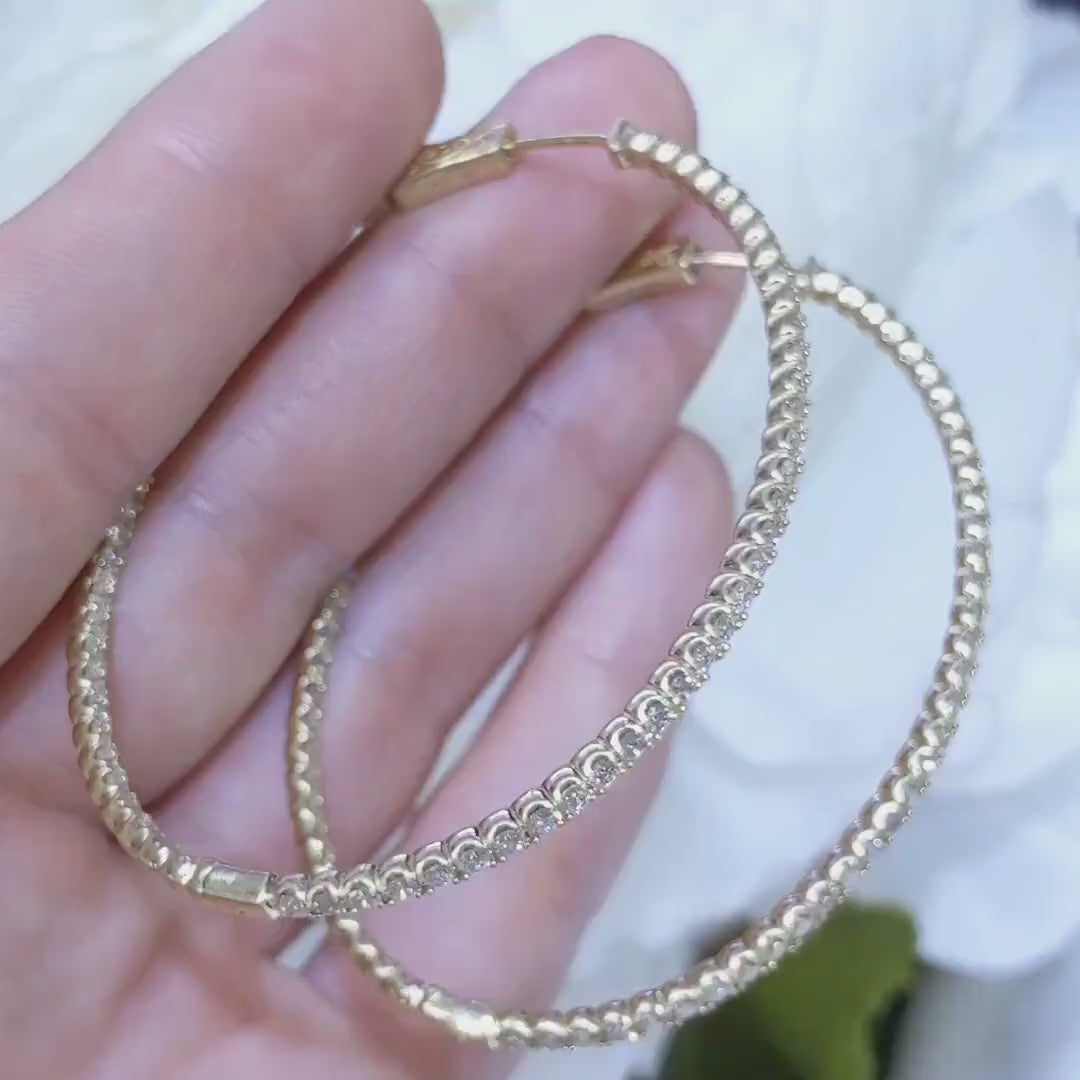 3.30CT Diamond Inside-Out Hoop Earrings in 14K Yellow Gold – DIER147
