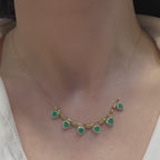 18KT Yellow Gold Emerald & Diamond Necklace – EMDN030 GGZJ
