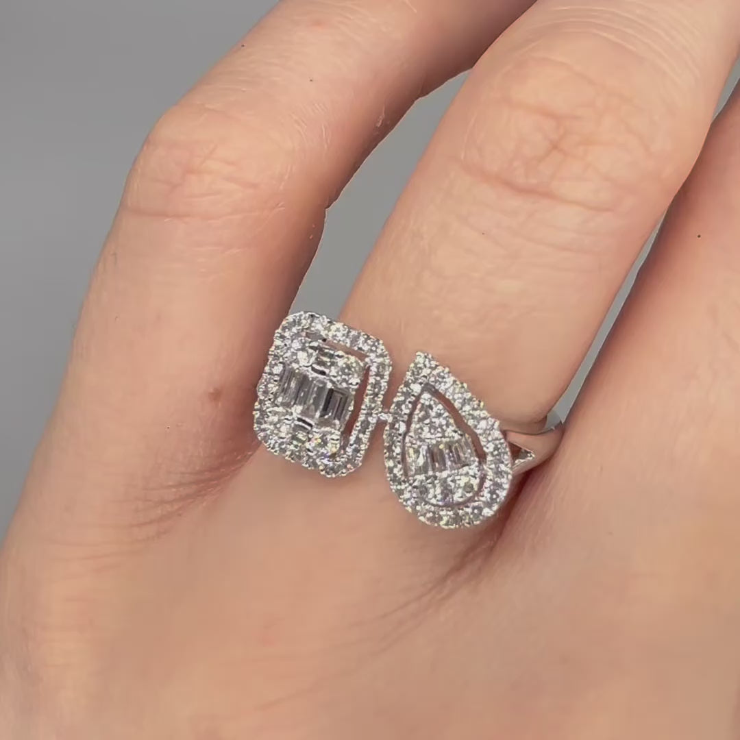 14K White Gold 0.80CT Baguette and Round Diamond Ring PJR6071-008 IIJJ