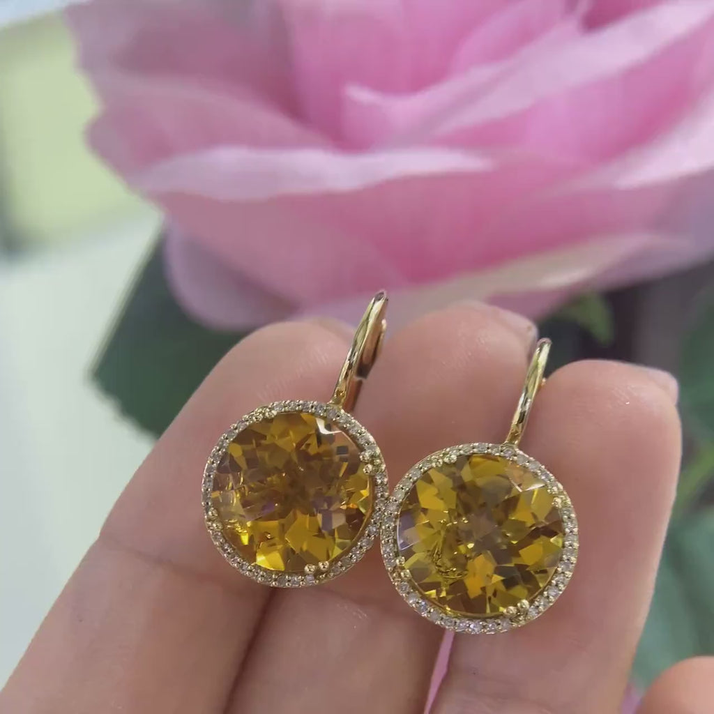 14K Yellow Gold 10.67ct Citrine with 0.25ct in Diamonds