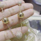 Elegant Solid Gold & Diamond Ball Chain Necklace