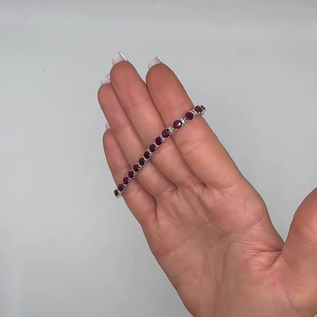 14K White Gold Ruby and Diamond Bracelet – 13.00CT Rubies, 0.25CT Diamonds SDB0046 INTJ