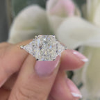 14K White Gold Three-Stone Diamond Ring with GIA Certified 5.02CT Center Diamond & 1.33CT Side Diamonds I/SI1 | RADER015 ZESZJ