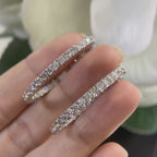White Gold Oval Hoop Earrings with Natural Diamonds