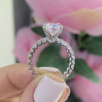 18K White Gold Cushion Cut Lab-Grown Diamond Ring – 3.33CT Center / 1.06CT Side Diamonds E/VS1 | CUSHDR0025