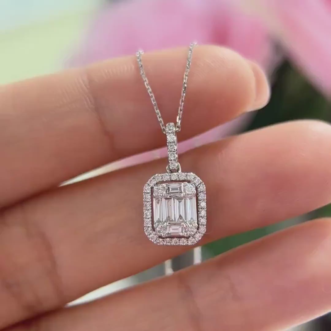 14K White Gold 0.51ct Diamond Pendant Necklace PJP49714