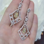 Fancy Light Yellow Diamond Dangle Earrings 6.62CT in 18K White Gold