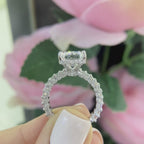 18K White Gold Emerald Cut Lab-Grown Diamond Ring – 5.04CT Center / 2.31CT Side Diamonds D/VS1 | EMER011