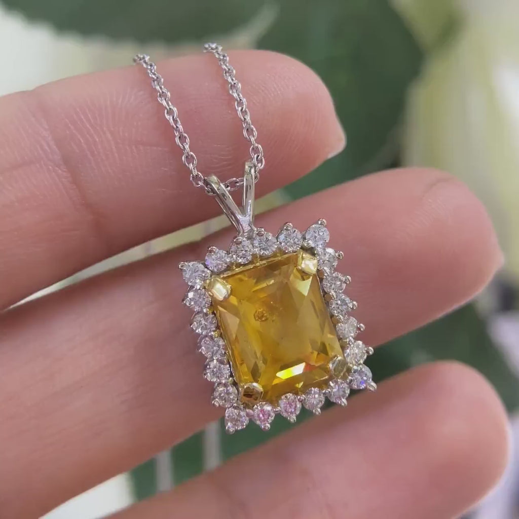 14K White Gold 3.27ct Citrine & 0.60ct Diamonds Pendant  COLRP025 ZTJ