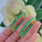 18K Yellow Gold Emerald Hoop Earrings – 10.65ct Natural Emeralds NTGJ