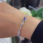 18Kt White Gold Diamond Sapphire Bracelet with 2.00ct in rd cut pear shape Natural Diamonds and 2.25ct Natural Sapphires . SDB0014 GIIJ