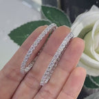 14K White Gold Diamond Hoops Earrings with 7.02ct Lab grown Diamonds ,2 inches ,F color, VS2 Clarity. DIER0134 GJJJ