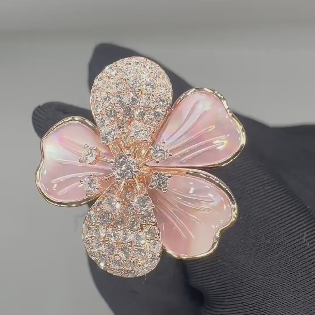 14K Rose Gold Pink Mother of Pearl & Diamond Ring – 1.41CT G/VS2  PJR68698-KP-001 IZET