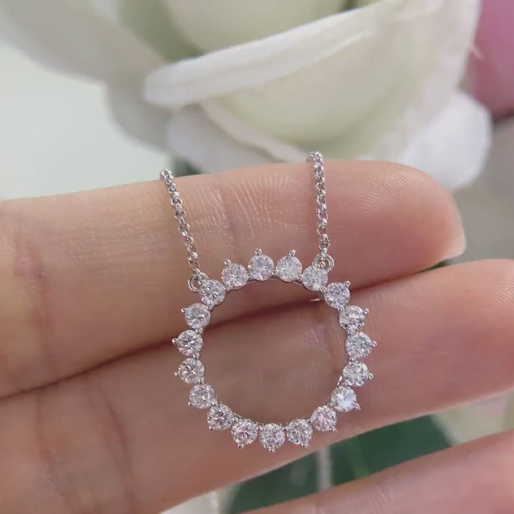 PJNP4519 Circle of Love 14K White Gold 1.20ct Round White Diamond Pendant