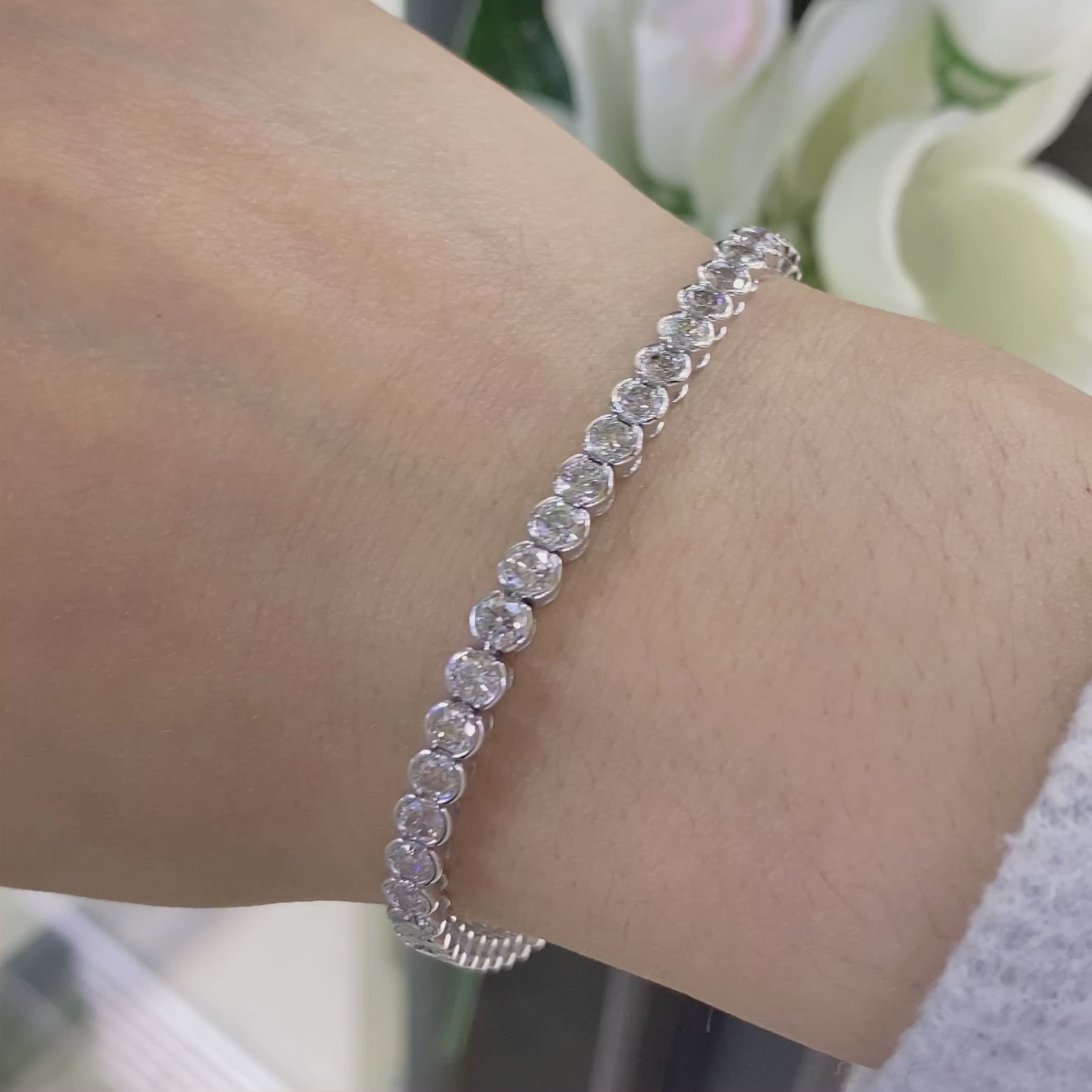 14K White Gold Tennis Bracelet with 6.00CT Natural Diamonds DB085 G,ITLJ