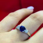 14K White Gold Natural Sapphire &amp; Diamond Ring – 1.03CT Sapphire / 0.38CT Diamonds | SDR067