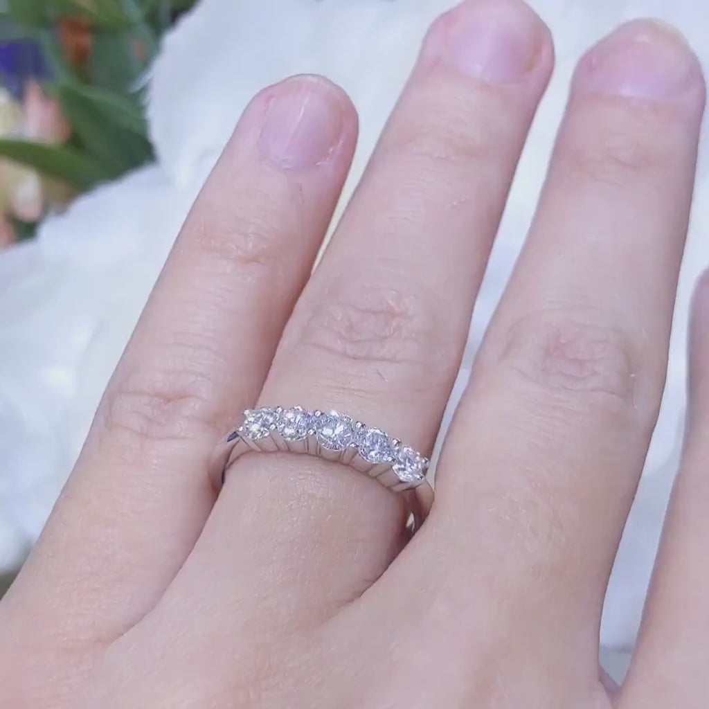 0.75 CT Round Diamond 14K White Gold Band