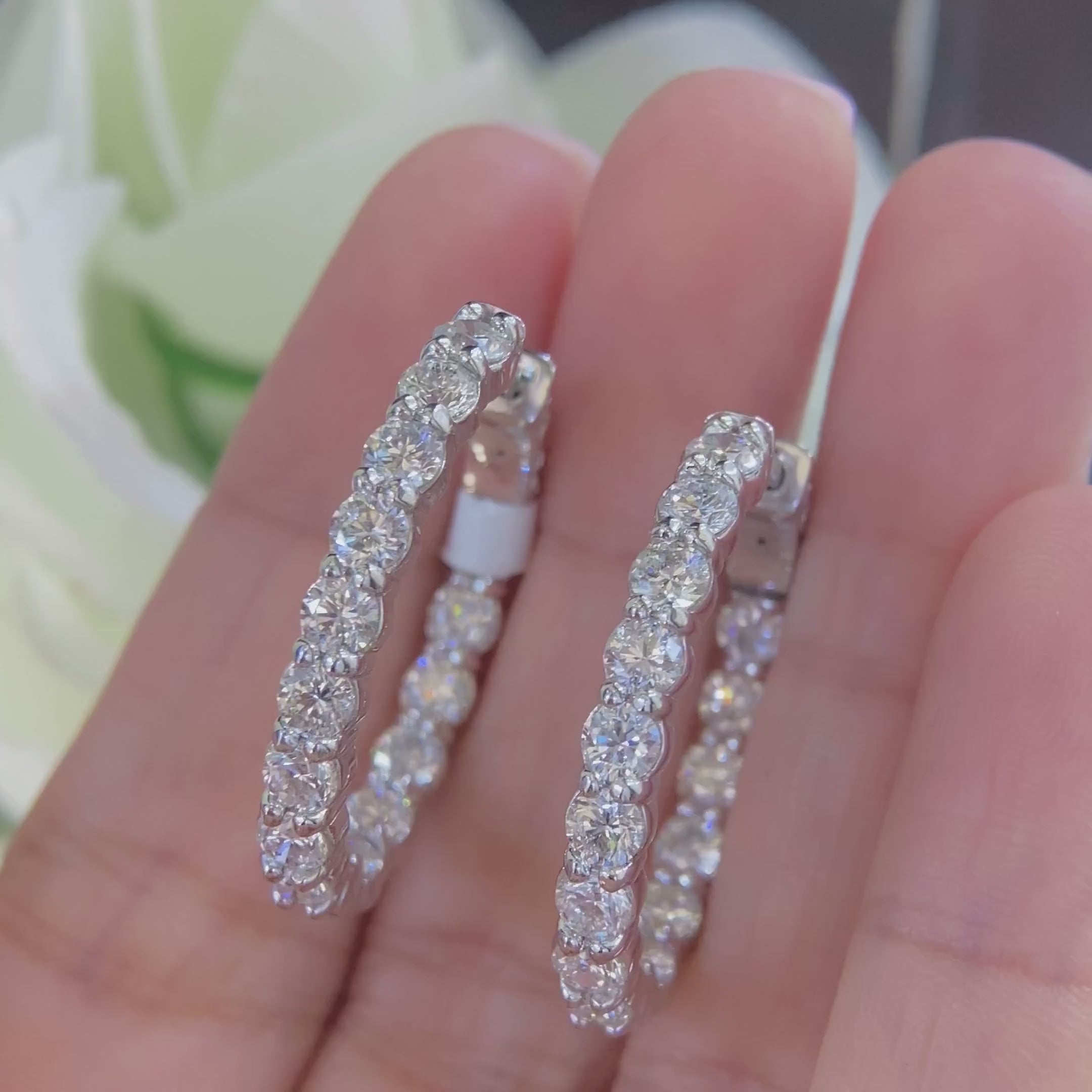 14K White Gold Oval Diamond Hoop Earrings – 5.50CT DIER0122 NAJJ