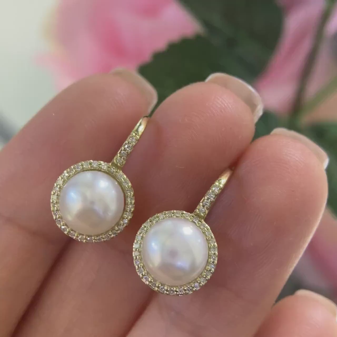 14K Yellow Gold Natural Pearls Earrings NJJ