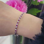 14K White Gold Ruby Diamond Bangle Bracelet with 1.45ct rd cut Ruby's and 0.90ct rd cut Natural Diamonds.
