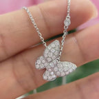 18K White Gold Butterfly 0.75ct Natural Diamond Pendant Necklace IJJJ