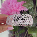 14K White Gold Diamond Bangle Bracelet 5.51ct Natural cut Diamonds G ,VS2-SI ,prong setting