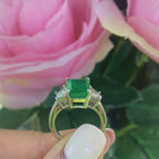 14K White Gold Emerald & Diamond Ring – 3.94CT Emerald / 0.70CT Diamonds | EMDR015