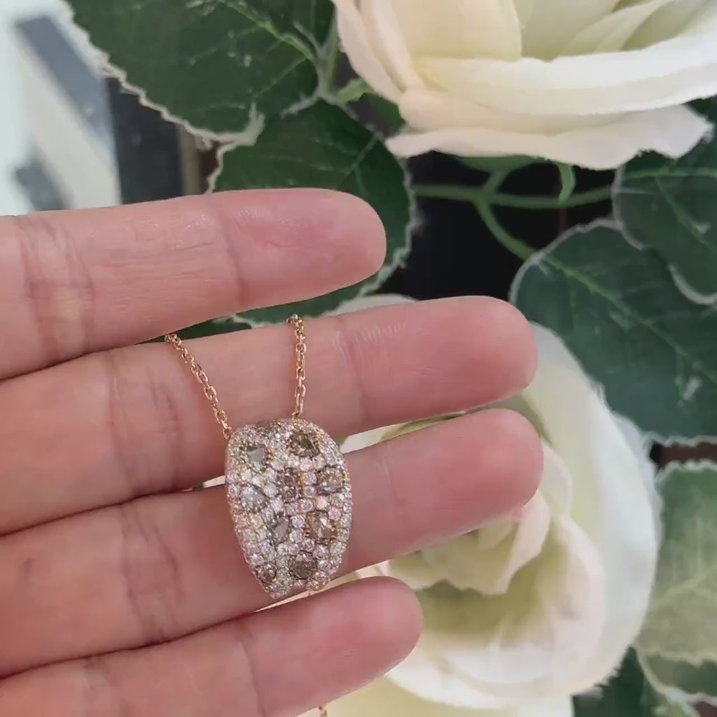 18Kt Rose Gold Diamond Pendant with 1.45ct natural diamonds & 1.15ct slices diamonds .G-H color, VS2-SI clarity.    DP053 I,AJJ