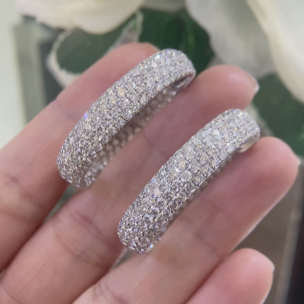 14K White Gold Diamond Hoop Earrings – 12.07CT  DIER0181 IIJJJ