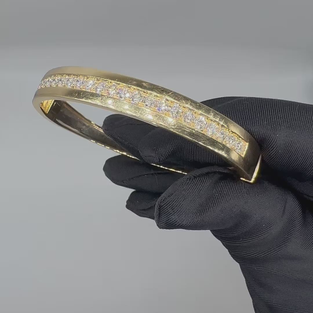14K Yellow Gold 1.70CT Natural Round Diamond Bangle Bracelet KVB00123-003 NSAJ
