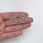 Gorgeous Floral 1.84ct Round Diamond Earring 14k Yellow Gold
