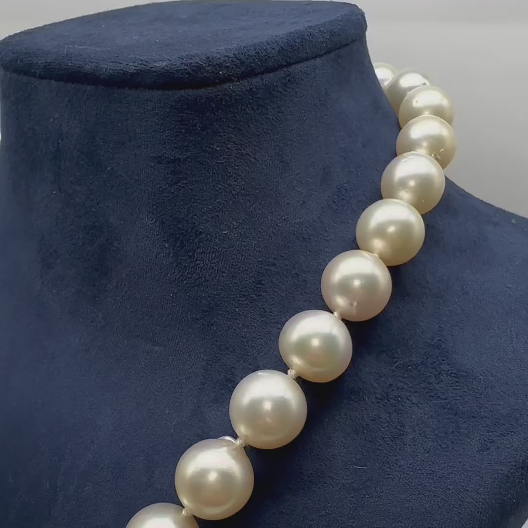 South Sea Pearl Necklace with Diamond Accented 14K Yellow Gold Clasp