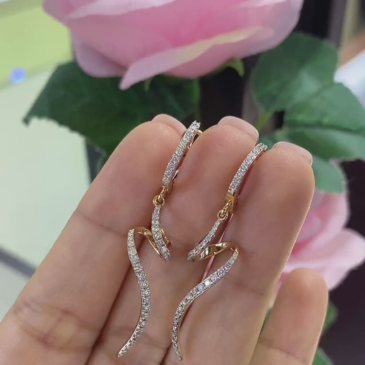 14K Rose Gold Earrings Snake Style 0.71ct in Diamonds. DCE13772-8 ZTJ