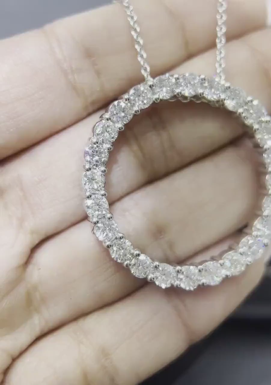 Elegant 14kt White Gold Circle of Life Pendant - Timeless Jewelry, Symbol of Everlasting Love