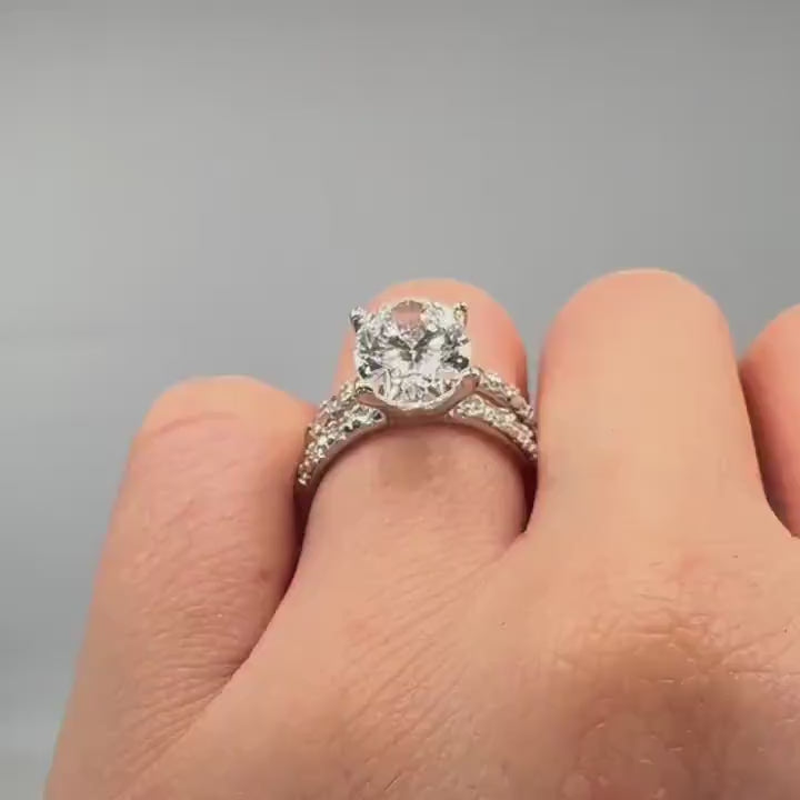 14KT White Gold Engagement Ring and Wedding Band Set, 4.08ct Oval Lab-Grown Diamond and 1.40ct Natural Round Diamonds. OVER027 GIJJ