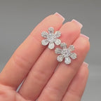 14kT White Gold Flower-shaped Earrings, 2.23ct Baguette & Round Cut Diamonds PJE53532A-026 GSSJ