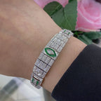18K White Gold Diamond & Emerald Bracelet – 2.50CT Diamonds / 1.00CT Emeralds | EMDB05