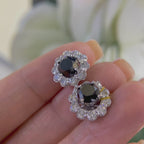 14K White Gold Black Diamond Stud Earrings 3.20CT – Screw Back DIER0130 SJJ INJJ