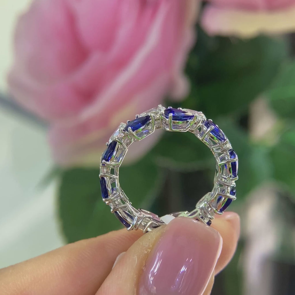 18K White Gold Ring with 2.24CT Sapphires & 1.87CT Diamonds | PJ39BS-1 NENT