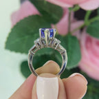 18K White Gold Pear Shape Natural Tanzanite & Diamond Ring – 3.82CT Tanzanite / 1.64CT Diamonds | TDR014