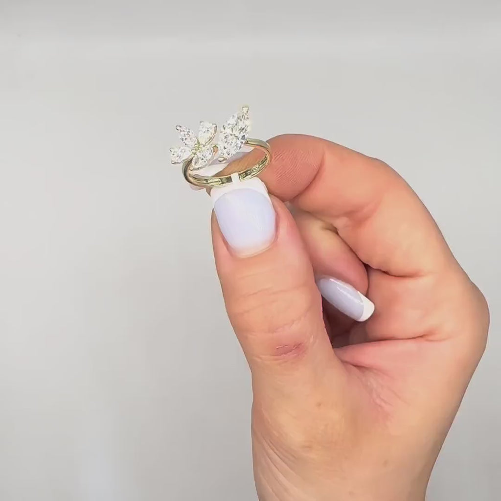 14K Yellow Gold 2.00CT Lab Diamond Marquise & Pear Ring DC-R15641-2