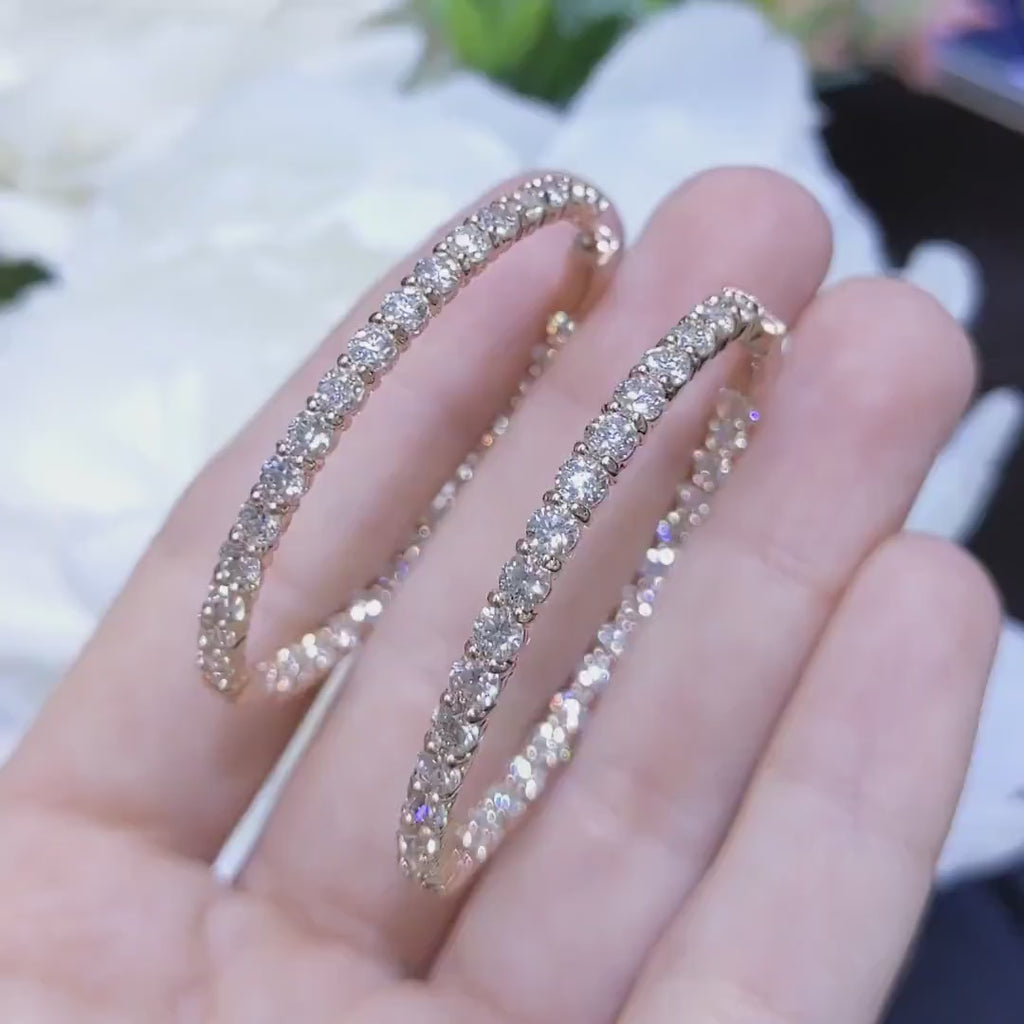 Rose Gold Inside Out Diamond Hoop Earrings