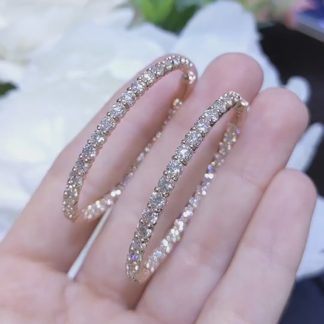 Rose Gold Inside Out Diamond Hoop Earrings