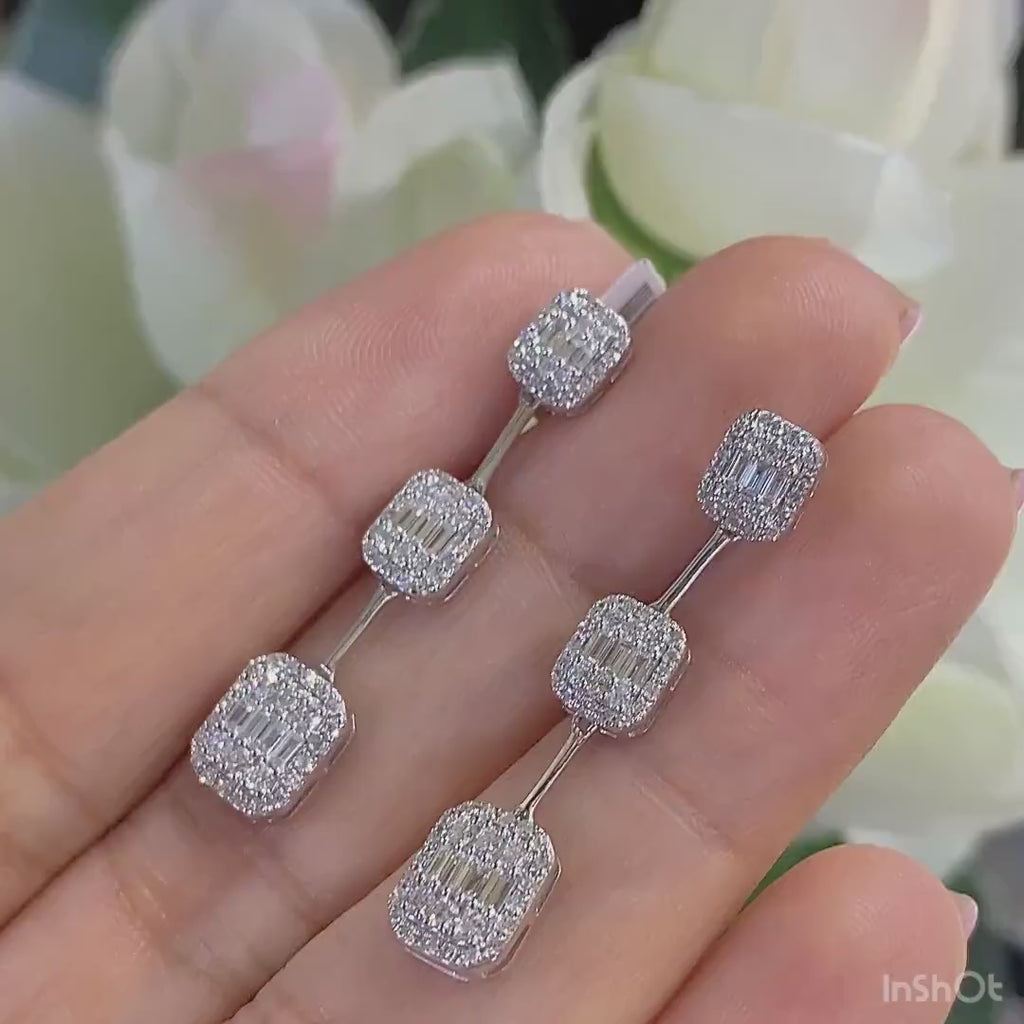 14K White Gold 0.94ct Diamond Earrings DCE13659-2 . IJJJ