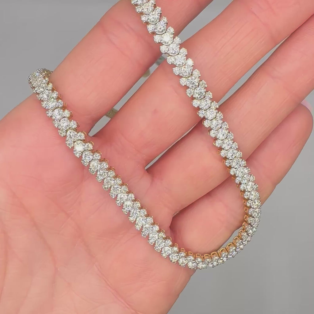 14K Yellow Gold  Diamond Tennis Necklace
