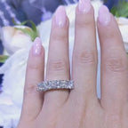 Beautiful and Elegant Five Diamond Band Ring Set in 14k White Gold Prong Setting